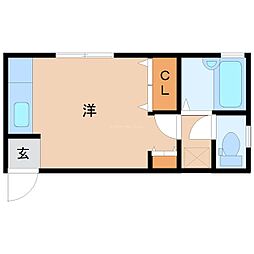 フローレス杭瀬 ワンルームの間取図画像