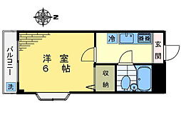 メゾンドハートレー ワンルームの間取図画像
