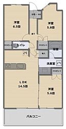 プラウド高岳 3LDKの間取り