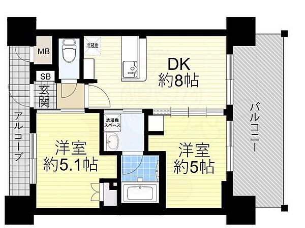 エステムコート南堀江2 レアリス ｜大阪府大阪市西区南堀江３丁目(賃貸マンション2DK・8階・40.41㎡)の写真 その2