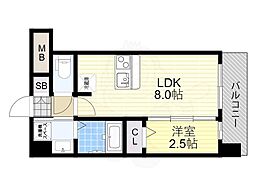 大阪市東成区玉津2丁目マンション 1LDKの間取図画像