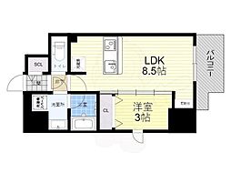 レオンコンフォート難波CREA 1LDKの間取図画像