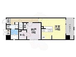 オーシャン松屋町 ワンルームの間取図画像