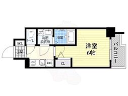 エスリード大阪ドームCERCA 1Kの間取図画像