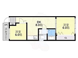 ホワイトハイツ 2DKの間取図画像