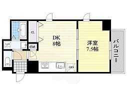 プランドール北浜 1LDKの間取図画像