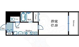 ロイヤルメゾン北浜 1Kの間取図画像