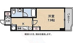 アーデン堺筋本町 1Kの間取図画像