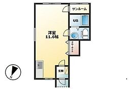 Vivace 1階ワンルームの間取り