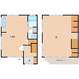 阪急神戸本線 園田駅 徒歩9分の賃貸一戸建て 1LDKの間取り