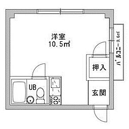 阪神本線 杭瀬駅 徒歩6分の賃貸マンション 2階ワンルームの間取り