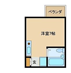阪神本線 出屋敷駅 徒歩5分の賃貸マンション 2階ワンルームの間取り