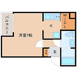阪神本線 武庫川駅 徒歩3分の賃貸アパート 2階1Kの間取り