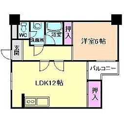 グランアルトピノ尼崎 1LDKの間取図画像