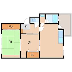 中田マンション 2DKの間取図画像
