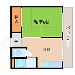 竹馬ビル 1DKの間取図画像