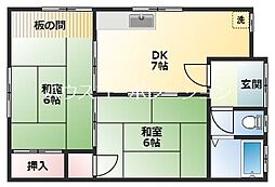 井上ハイツ 2LDKの間取図画像