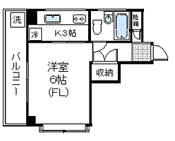 東急田園都市線 桜新町駅 徒歩3分の賃貸マンション 3階1Kの間取り