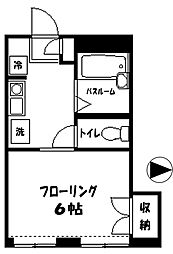 東急田園都市線 桜新町駅 徒歩9分の賃貸マンション 2階1Kの間取り