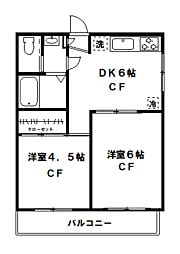 アイビーハウス 2DKの間取図画像