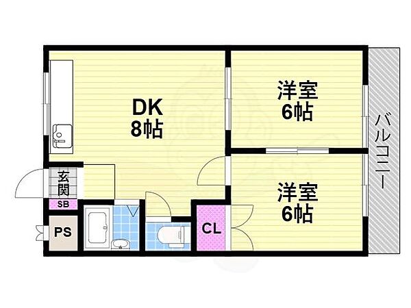 シリウス四條畷 ｜大阪府四條畷市南野４丁目(賃貸マンション2DK・3階・40.00㎡)の写真 その2