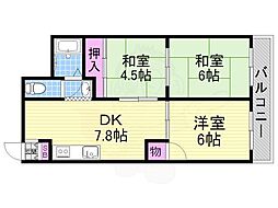 ハイツ西川 3DKの間取図画像