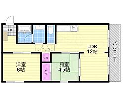 西廣マンション 2LDKの間取図画像