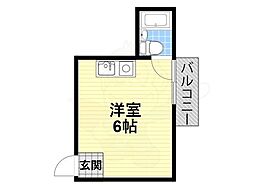 レインボーエム 3階ワンルームの間取り