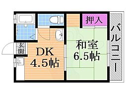 生沢ハイツ 1DKの間取図画像