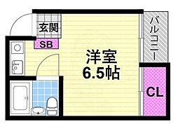 ヴィラ野崎 ワンルームの間取図画像