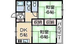 観音路ハイツ 2DKの間取図画像