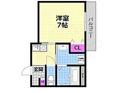 ウィンズコート2 1Kの間取図画像