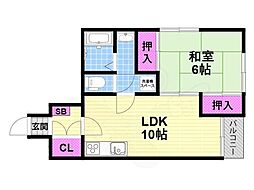 忍ケ丘SKビル 1LDKの間取図画像