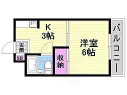 ハイムエトワール 1Kの間取図画像