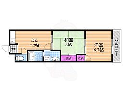 コンフォートキヨタキ 2DKの間取図画像