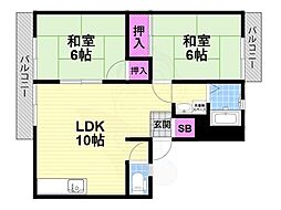 ハイツ昴 2LDKの間取図画像