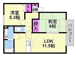 グッデイ古都里 2LDKの間取図画像