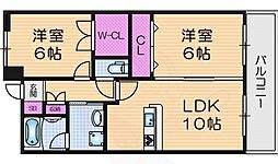 ディアコート忍ケ丘 2LDKの間取図画像
