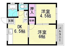 ロイヤル野崎 2DKの間取図画像