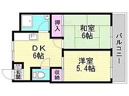 栄和マンション 2DKの間取図画像