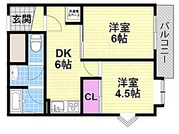 マンションウエストプラザ 1LDKの間取図画像