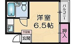 ヴィラ野崎 ワンルームの間取図画像