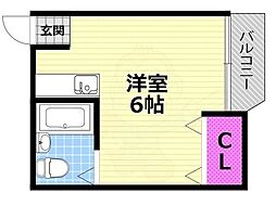 プレアール鴻池 ワンルームの間取図画像