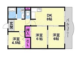 ピュアネスDOI 3DKの間取図画像