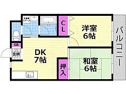 サイレントコーポ 2DKの間取図画像