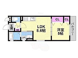 ピレーネ明和 1LDKの間取図画像