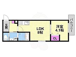 ESCALA四條畷 1LDKの間取図画像
