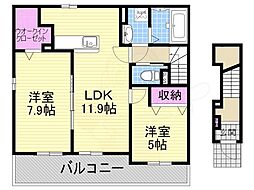 メゾン・ド・カオル 2LDKの間取図画像