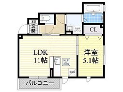 アービーズプレース 1LDKの間取図画像