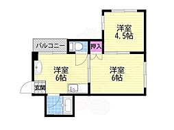 メゾンリヴィエール上野 2Kの間取図画像